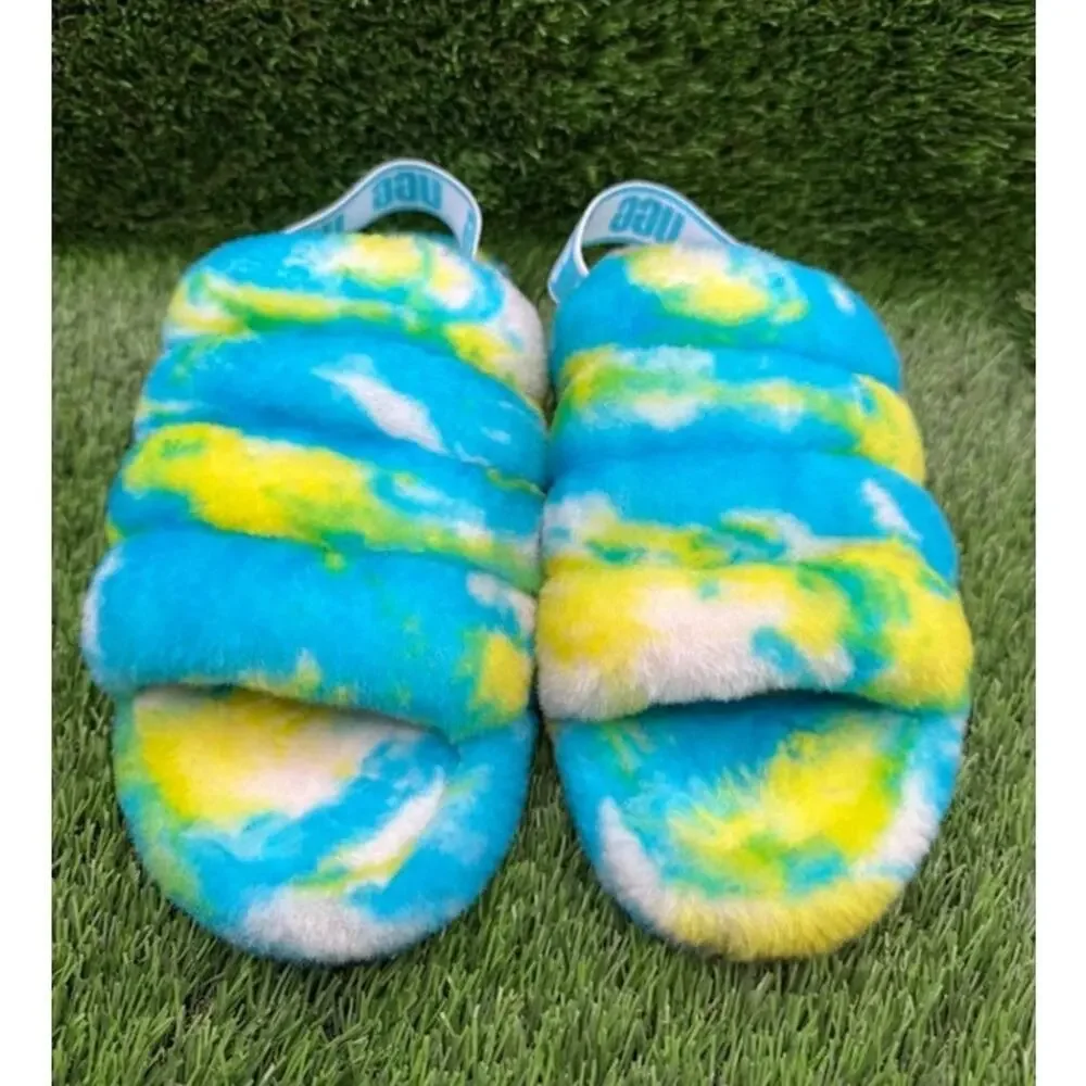 UGG Kids Fluff Yeah Slide Oasis Blue Slippers 1123636K – Size 6